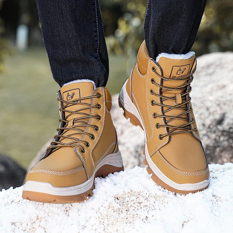 Men Boots Winter Leather Snow Boots Outdoor Non-slip