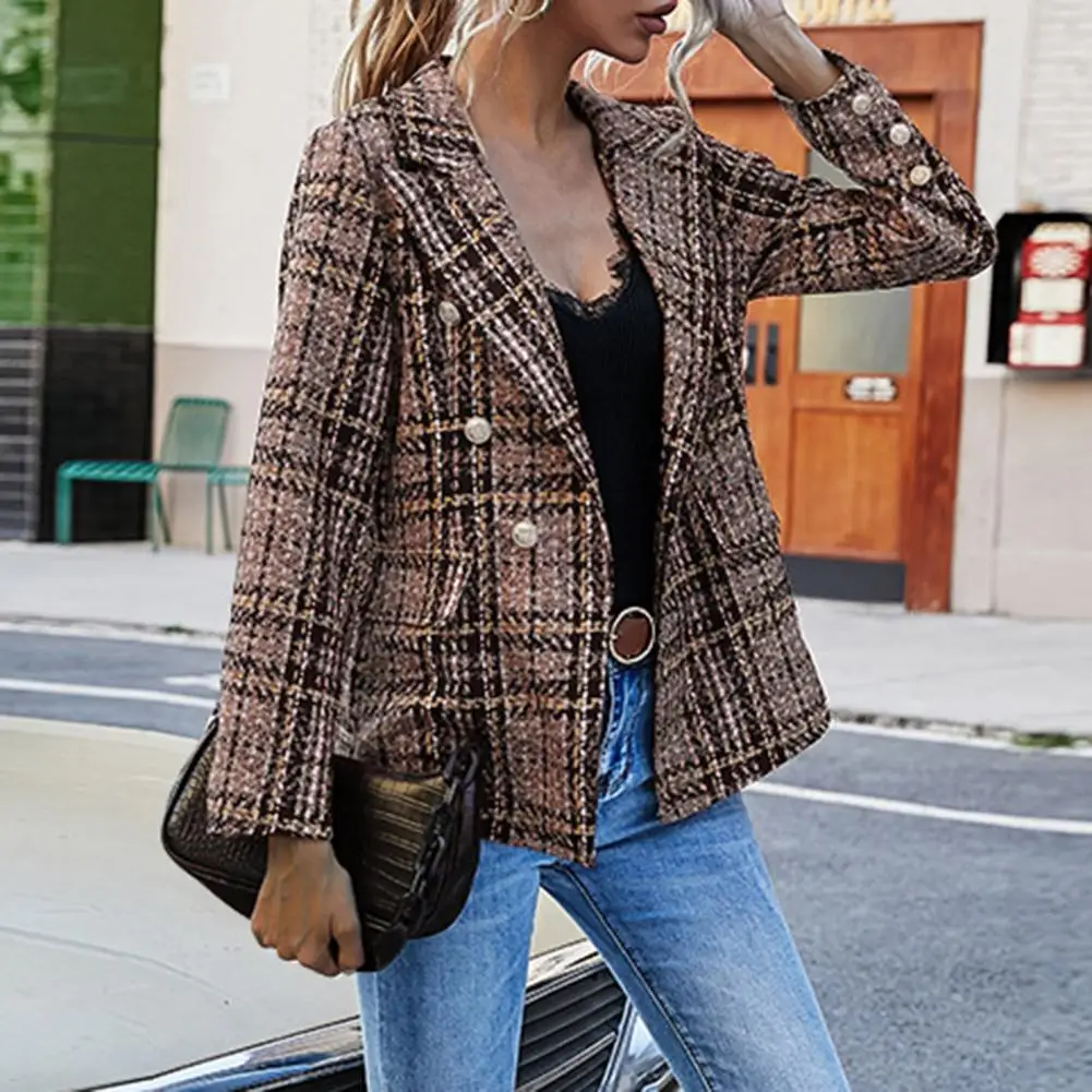 Agnes Orinda Women's Plus Size Elegant A Line Notched Lapel Double