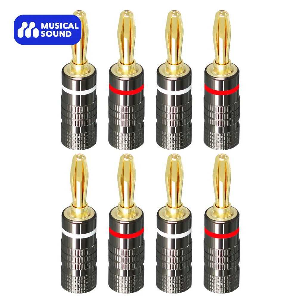 Connettore A Banana Placcato Oro Da 8 Pezzi Connettore A Banana Da 4Mm Con Blocco A Vite Per Spine Per Altoparlanti Jack Audio