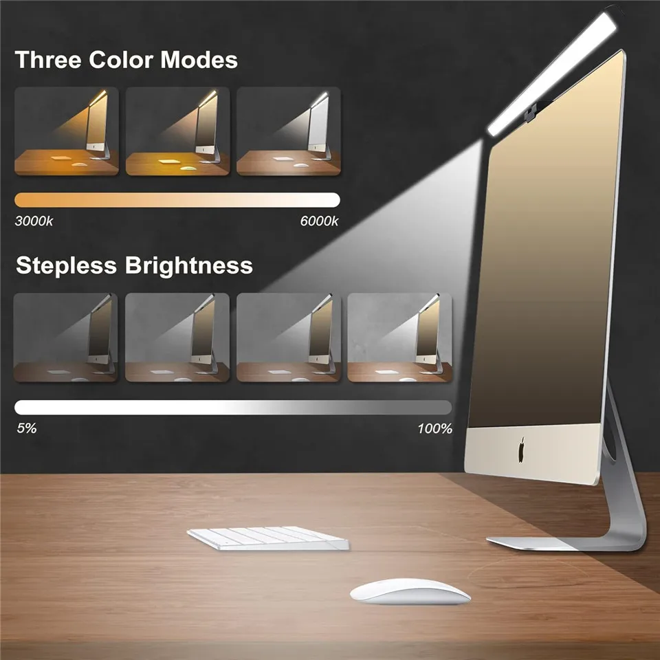LED led desk lamp Desk Lamp LED Computer PC Monitor Screen Light Bar Stepless Dimming Reading USB Powered Hanging Table Lamp