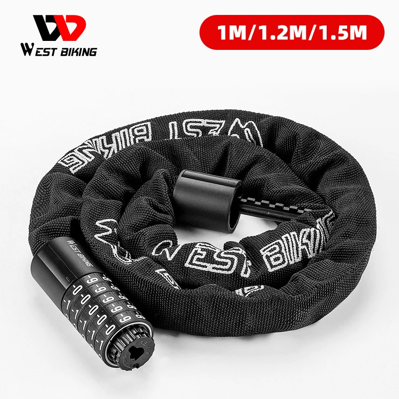 

WEST BIKING Bike Chain Lock 5 Digit Code Combination Anti-Theft Bicycle Lock Mountain Road Bicycle Motorcycle Ebike Accessories