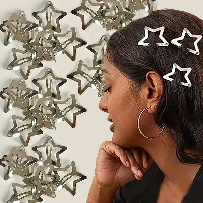 10 Stück Silberfarbene Haarspangen In Sternform – Süßer Haarschmuck Für Damen & Mädchen