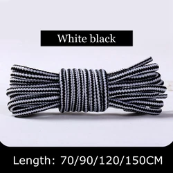 Stylish Double-Color Striped Round Shoelaces for Outdoor and Leisure Activities - Available in 18 Colors (White black)