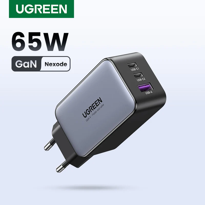 UGREEN 65W Chargeur USB C Rapide 3 Ports Compatible avec iPhone 15 Plus Pro  Max 14