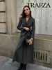 TRAFZA 2023 Autumn Women Fashion Sets Solid V Neck Tight Blazer + A Line Loose Comfortable Minimalism Style Female Long Skirt 1
