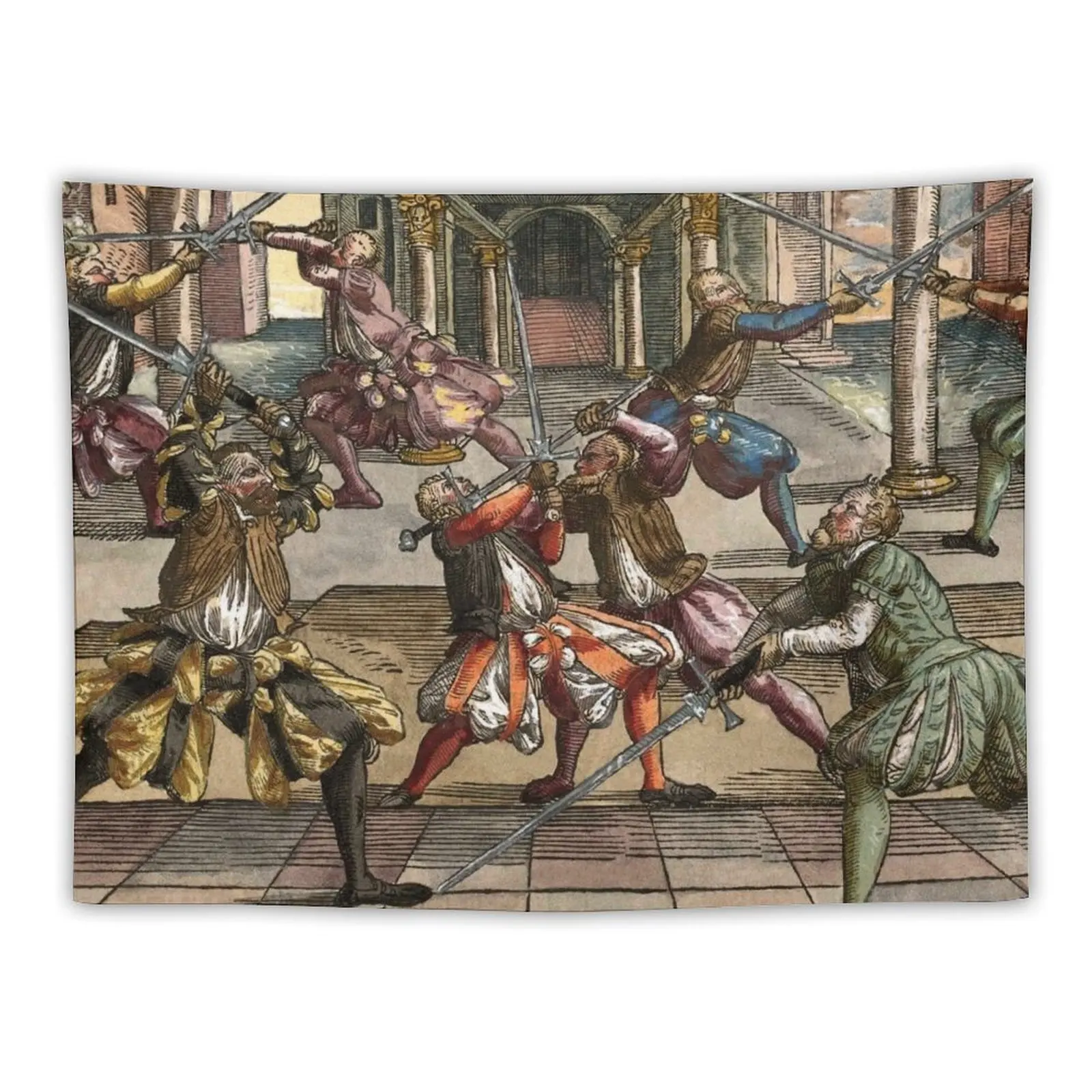 

Joachim Meyer Sword Fighting Fechtschule C Tapestry Carpet Wall House Decoration Tapestry