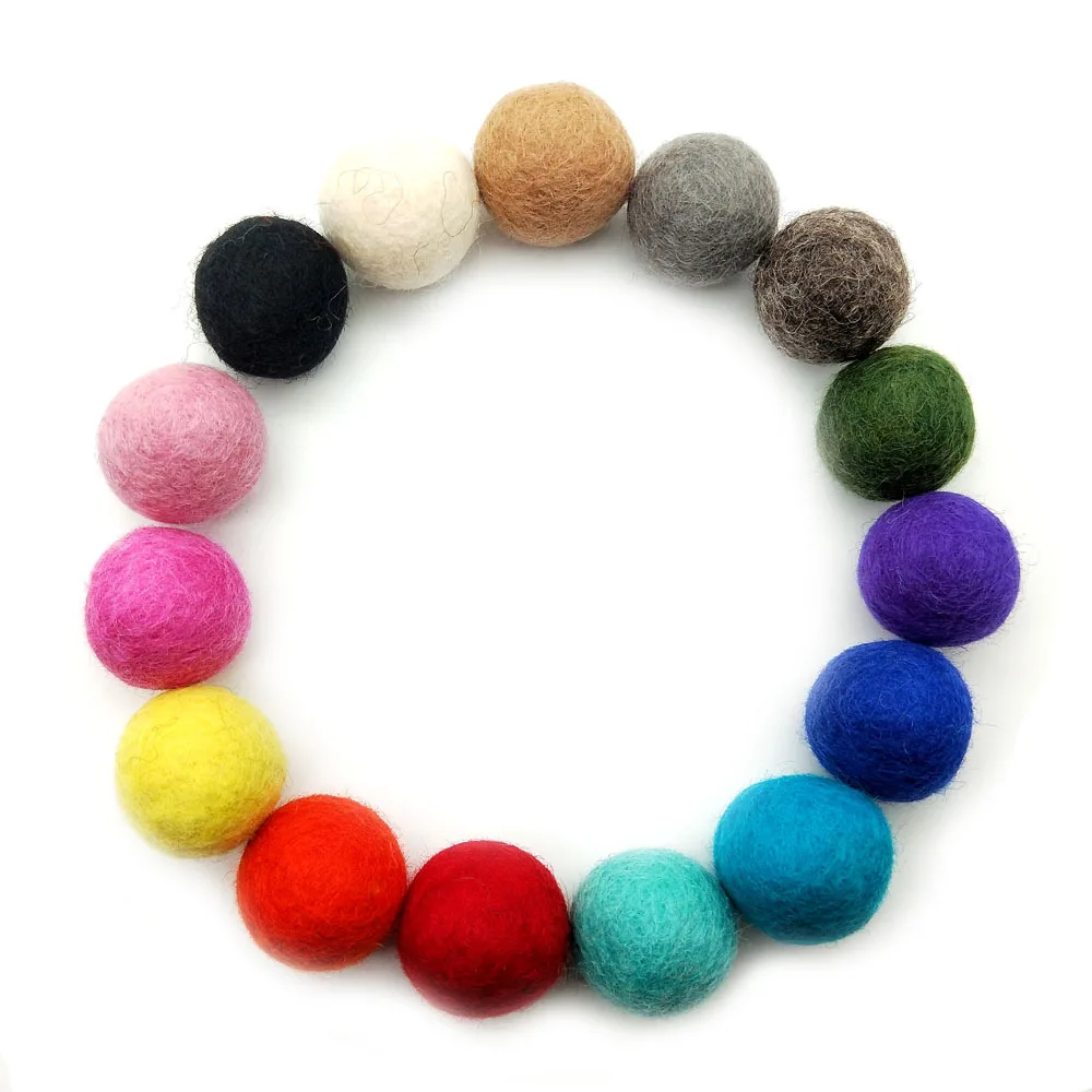 RainbowWoolFeltPomPoms20Pcs3CmColorfulPompomBallsforHobby