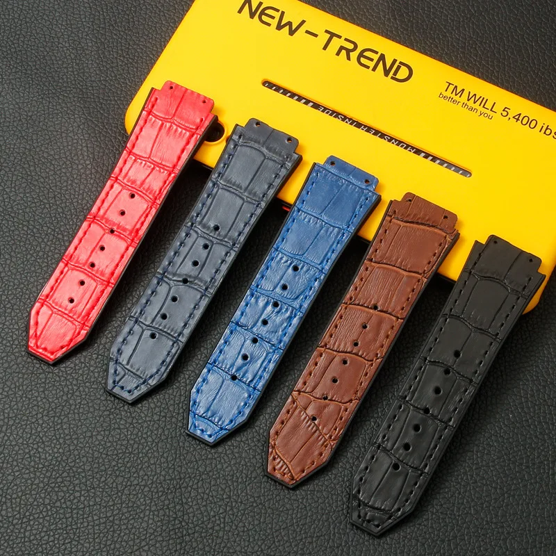 Elegant Leather and Silicone Sport Watch Strap - Fashion Accessory