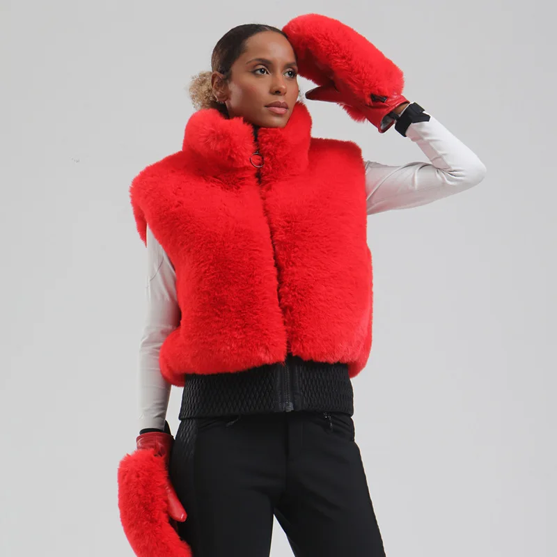 Windproof Plush Skiing Jacket Thick Warm Female Ski Waistcoat Winter New Snowboard Tops Snowfield Sport Vests Women Snow Clothes