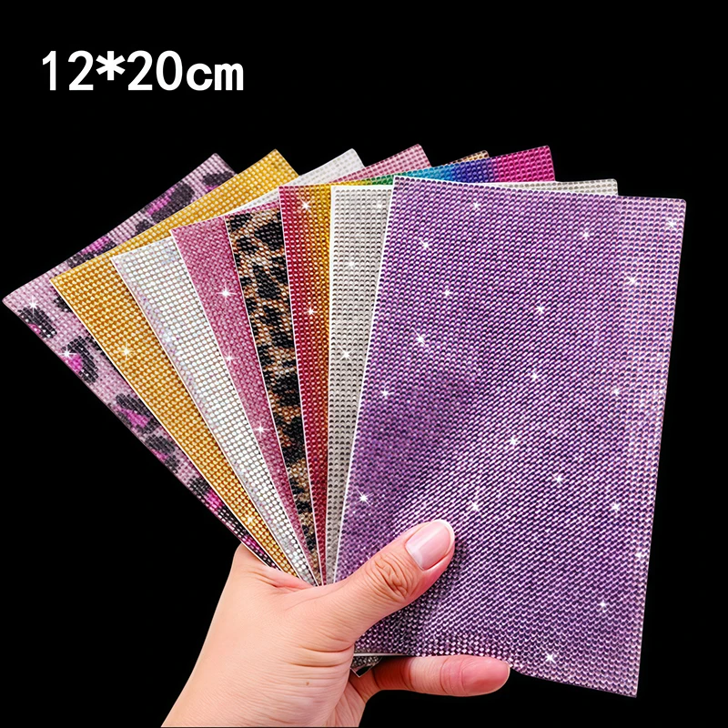 12*20cm/24*40cm 자가 접착 라인스톤 트림 반짝이는 3D 크리스탈 DIY 장, 간편하게 자르고 붙이는 유리 스티커