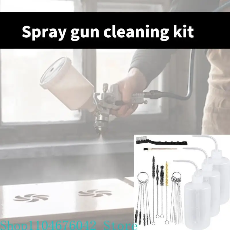 24Pieces Sprayer Paint Cleaning Set with 4 Squeeze Bottles and 21 Brushes for Enhances Sprayer Long Time Use Designs