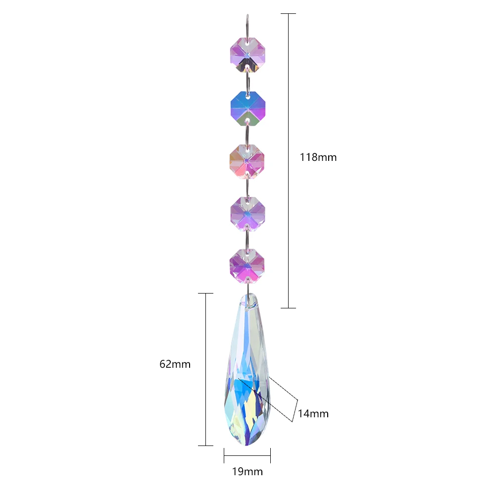 Hanging Crystal Pendant Suncatcher AB Color Rainbow Curtain Pendant Sun Catcher Glass Prism Outdoor Window Home Garden Decor