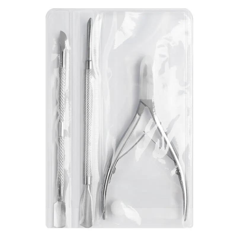 3pcs Nail Cuticle Pusher Dead Skin Remover Stainless Steel Cuticle Nipper Spoon Dual-end Trimmer Cutter Clipper Manicure Tools 2
