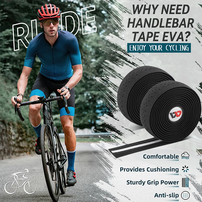 Bike Handlebar Tape Bike Accessory WEST BIKING Bike Handlebar Tape EVA Soft Belt Road Bicycle Anti-slip Damping Handlebar Tape Cycling Wrap End Plug Accessories