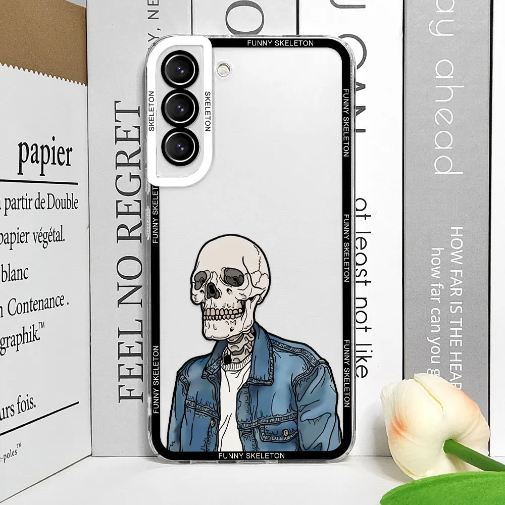 Artistic Funny Skeleton Skull Clear Soft Phone Case - Couple s