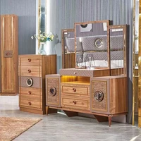 Meubles de chambre à coucher modernes, ensemble de chambre King, lit en bois Royal turc, couleur bois 3