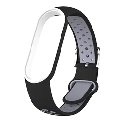 Dual - Color Silicone Replacement Wristband Bracelet for Xiaomi Smart Band Series (Black gray)