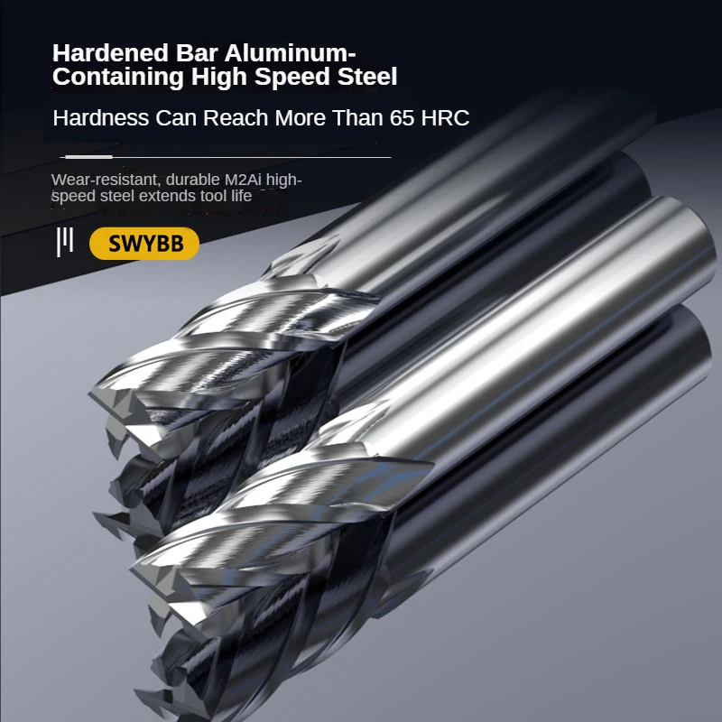 HSS Milling Cutter Flat End Mill 4T 2 4 Flute CNC Tool 1mm~32mm TiN Coated High Speed Steel Aluminum Metal Cutting