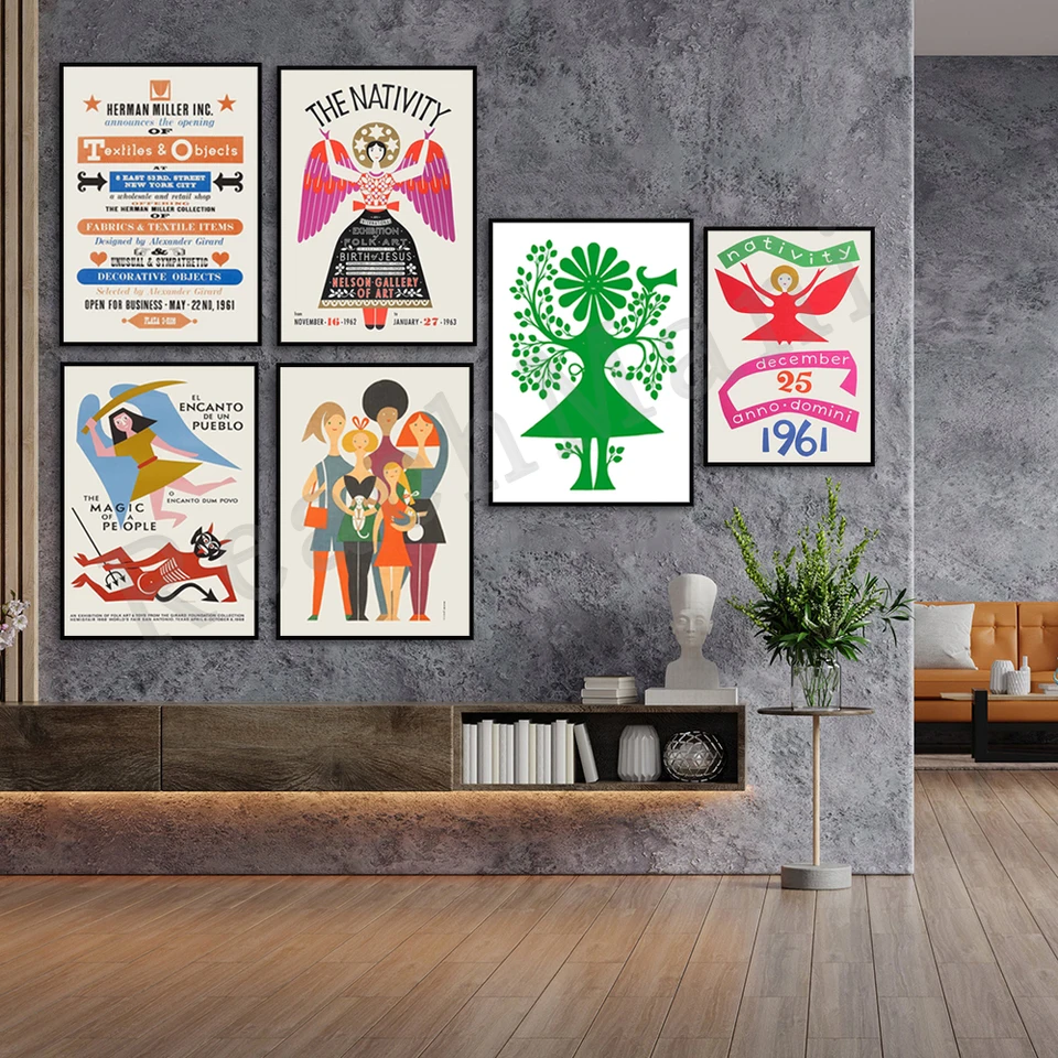 Vintage Alexander Girard print, love print, geometric abstract