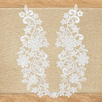 New Elegant Crochet White Lace Embroidery Floral Neck Collar Sewing Applique Black DIY Garment Sewing and Fabric Patches 2