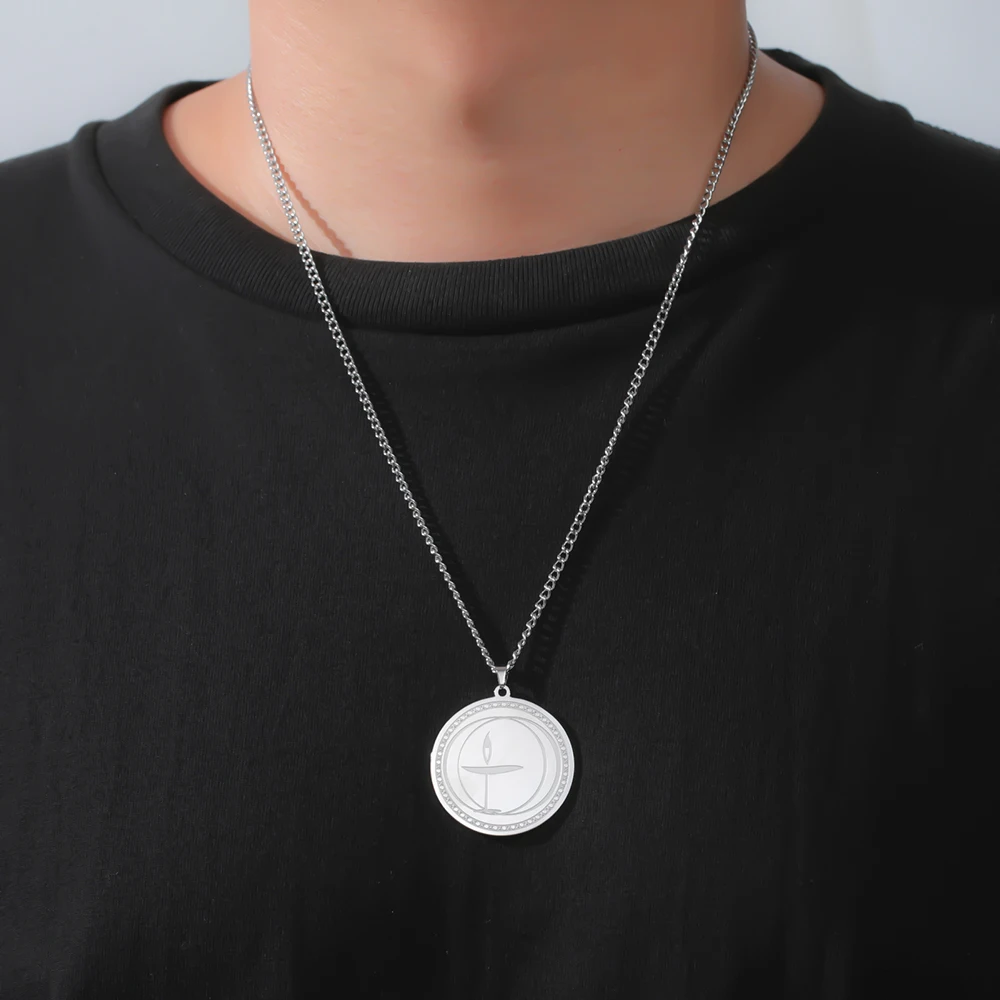 Dawapara Unitarian Universalist Kelch Halskette für Männer Frauen Flammensymbol Talisman Anhänger Edelstahl Schmuck – Detail 4