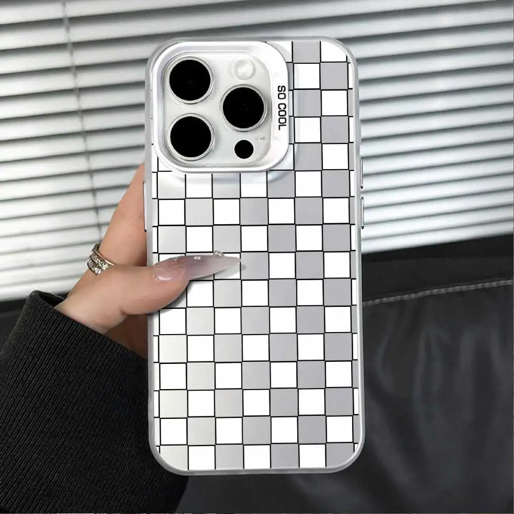 Cute Cartoon Soft Silicone Phone Cover with Silver IMD Grid Design