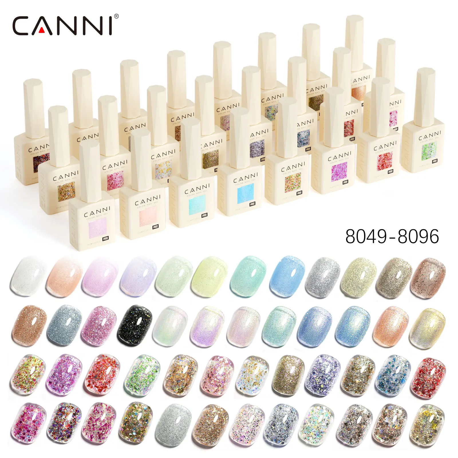 CANNI Nagelgel-Nagellack HEMA TPO FREE 9 ml EU-Standard Soak Off UV LED Diamond Sparkle Pailletten Wunderschöne Farbe Semi Permanent Gel