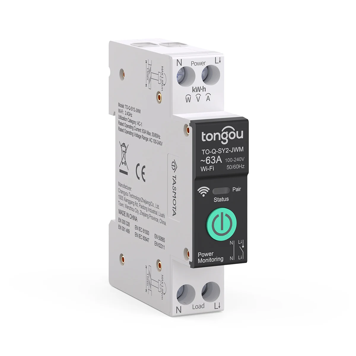 Tasmota WiFi MCB Smart Circuit Breaker Over Current Under Voltage Protection Pow