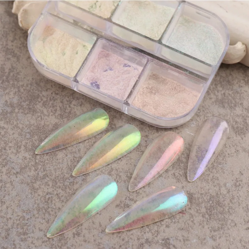 Moonlight Mirror Nails Powder Metallic Chrome Effect Pigments Gel Polish Laser Dust Glitter Aurora Shiny Pearl Nail Manicure Dec