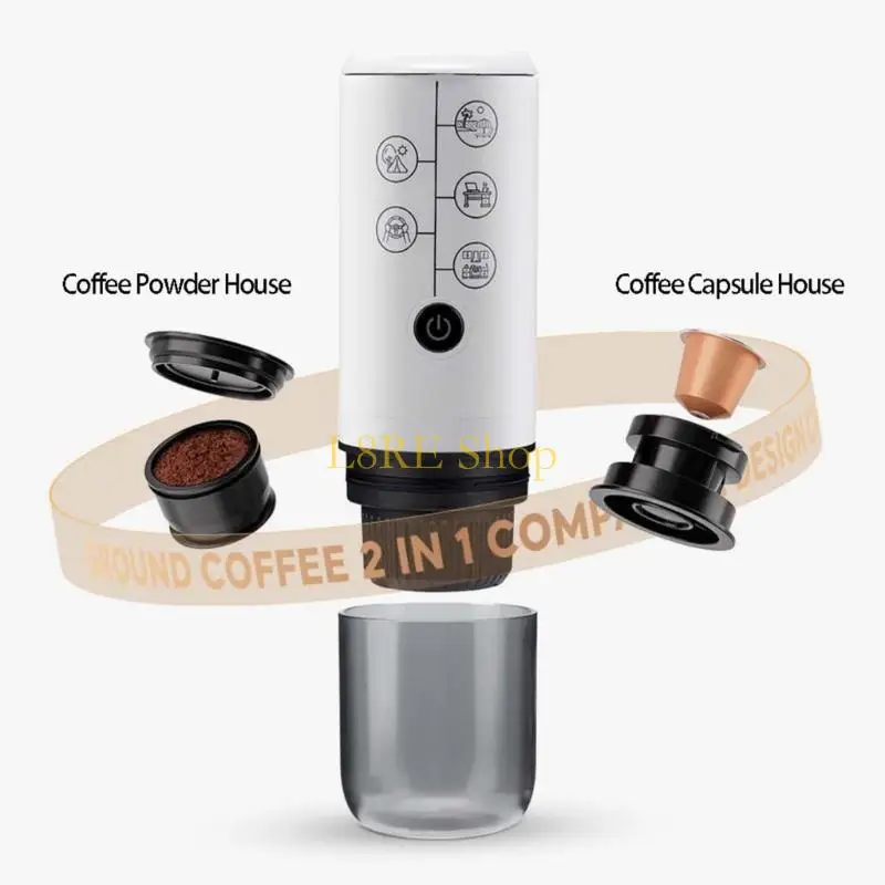 L8RE Rechargeable Coffee Pods Machine Plastic Texture Perfect for Quick Brewing