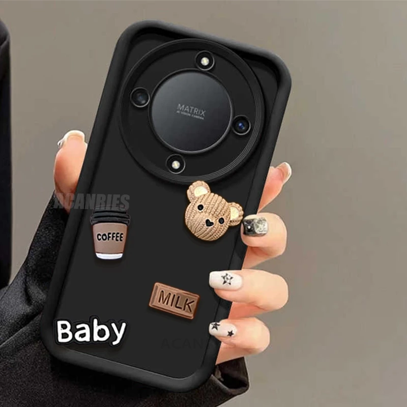 3D Bear Liquid Silicone Cartoon Soft Phone Case - Cute Design