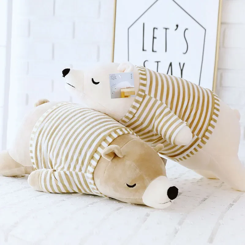 35-55CM Cute Dressed Polar Bear Stuffed Animals Big Size Super Soft Animal Cushion Sleeping Pillow Plush Toy Kids Sofa Ornament