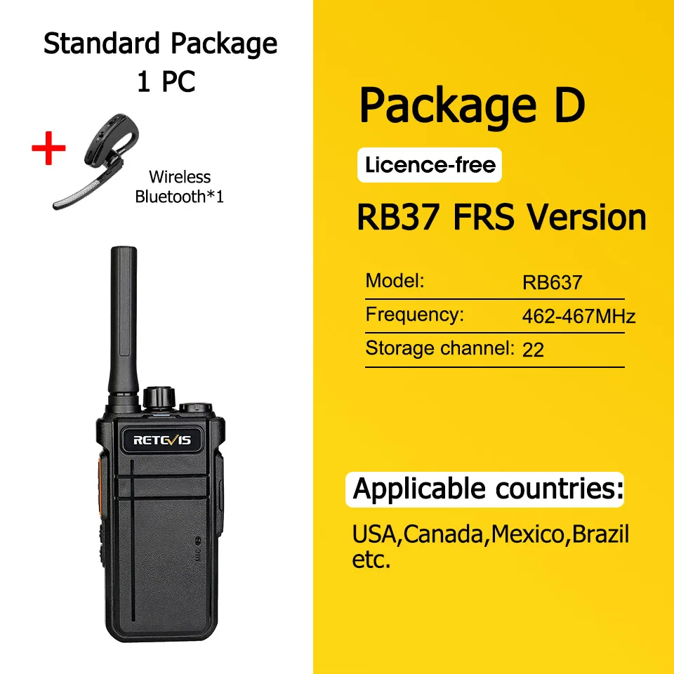 Retevis Walkie Talkie Bluetooth-Compatible RB637 PTT PMR446 FRS Two-way Radio Portable Radio Walkie-talkies for Hotel Restaurant hunting walkie talkies Walkie Talkie