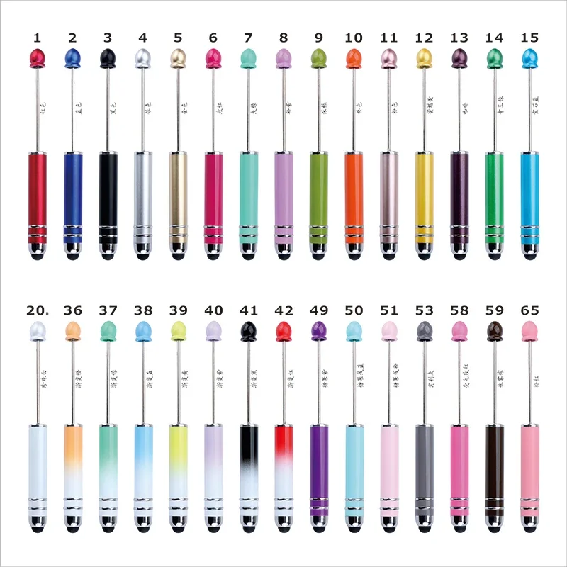 30pcs DIY Touch Screen Beaded Ball Pen Creative Beadable Ballpoint Pens Cute Stationery Pens for Writing School Office Supplies