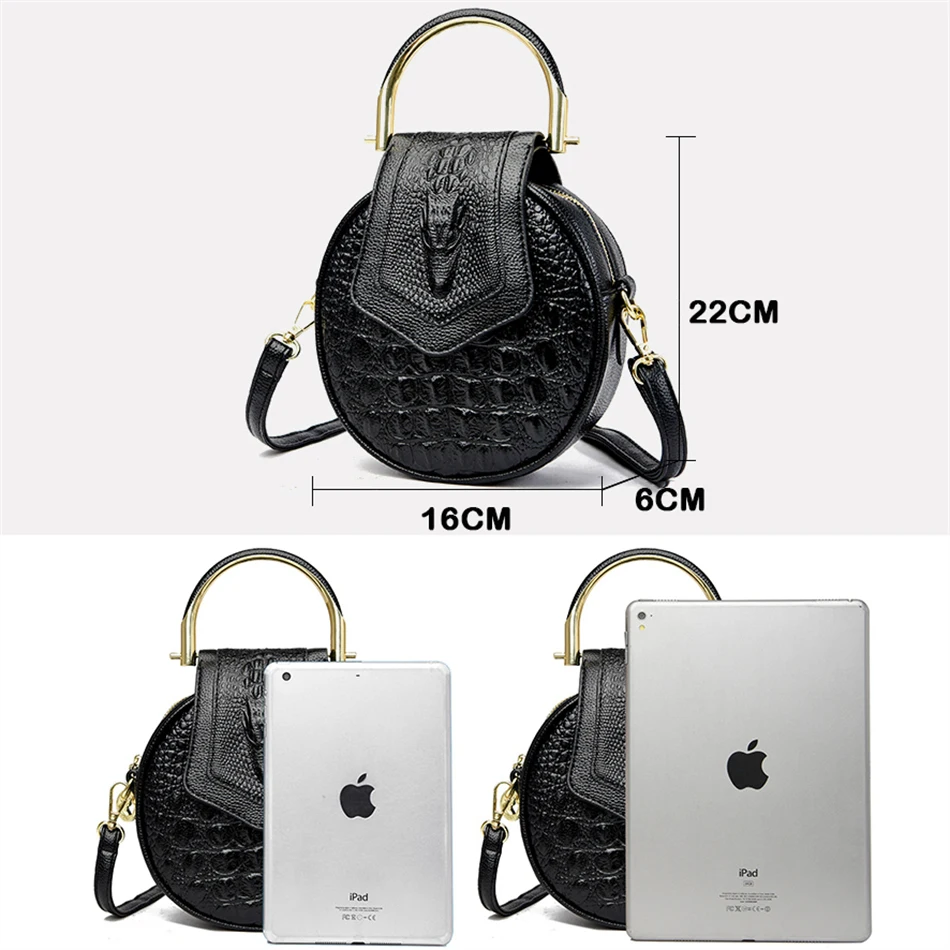 Sac à Main Femme En Cuir PU Crocodile - Bandoulière Ajustable, Style Rétro élégant, Noir, Spacieux