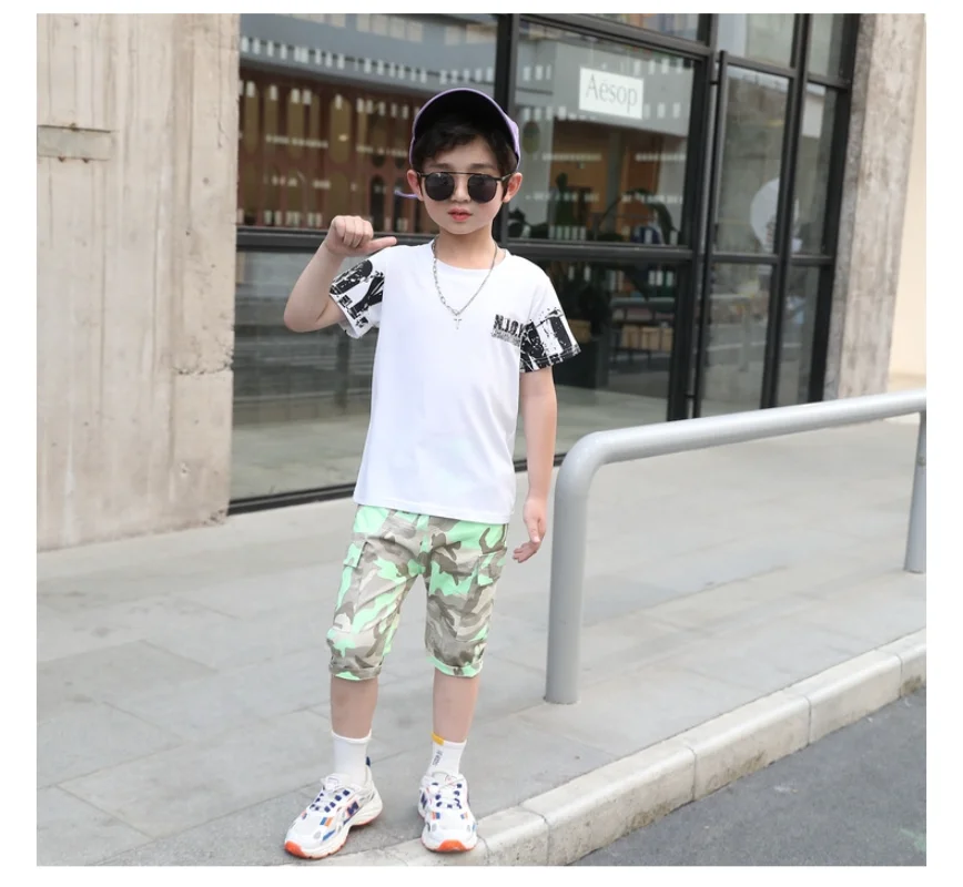 

Children Clothes Summer Baby teenage boy Clothing Boys Casual T-Shirt Shorts 2Pcs/Sets Kids Tracksuits 8 10 12 13 years