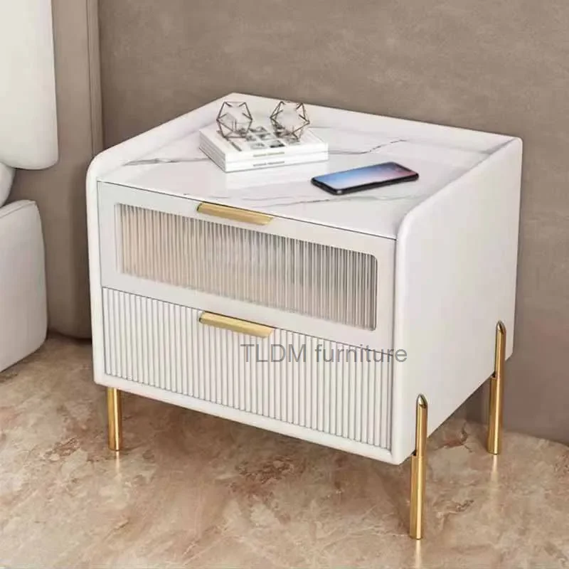 

Double Draw Nightstands High Capacity Storage Mellow Corner Design Mute Guide Leniency Mesa Bedside Small Cabinet Furniture