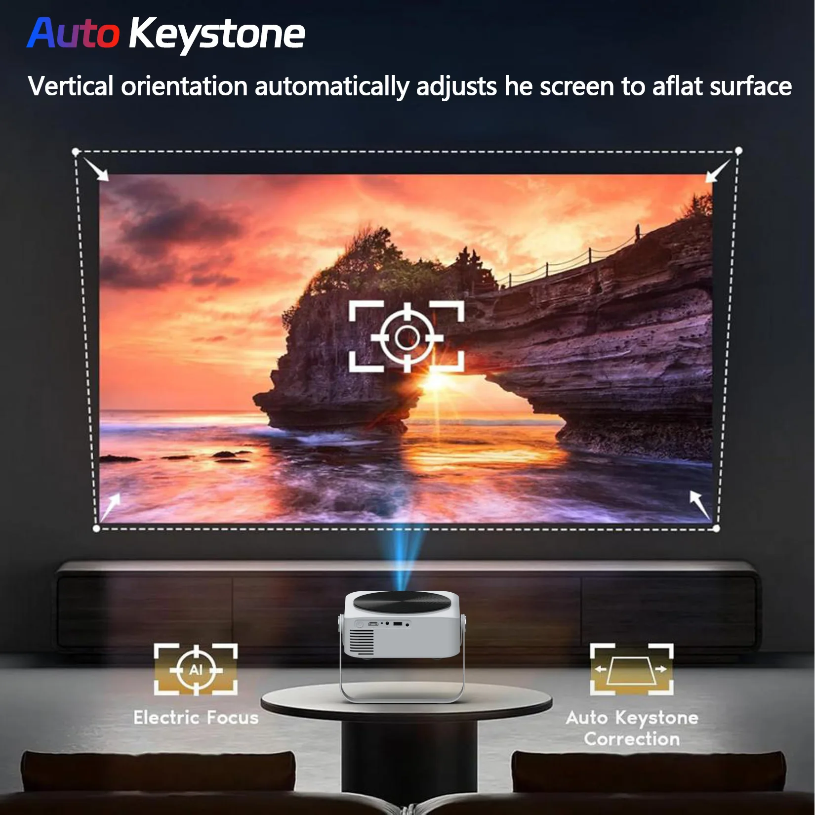 신형 4K 울트라 HD 스마트 안드로이드 WIFI 짐벌 프로젝터 1080p 양방향 블루투스 5.0 홈 월 캐스트 침실 거실 가족용