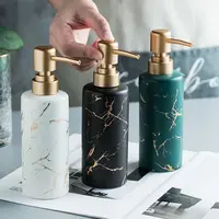 Luxury Gold Plated Marbled Ceramic Lotion Bottle Portable Soap Dispenser Bathroom Accessories Press Shampoo Moisture Pack Bottle 3