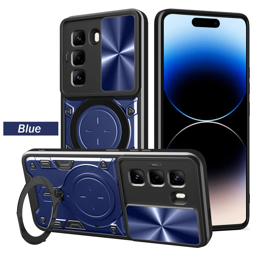 Enhanced Metal Ring Holder Magnet Car Mount Case with Rotating Cover