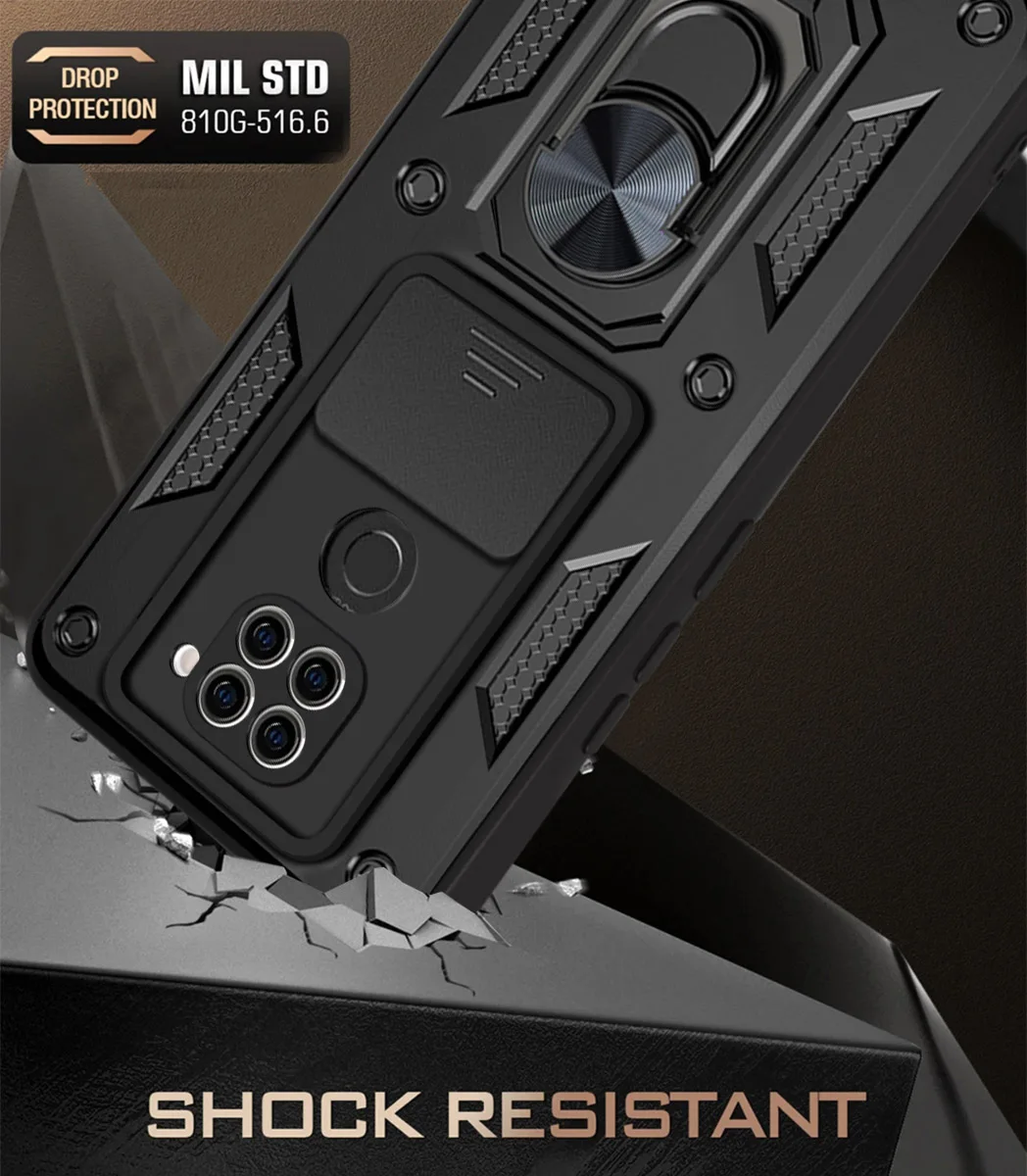 Enhanced Shockproof Armor Phone Case with Slide Lens Protector - Durable Cover Coque s Shell
