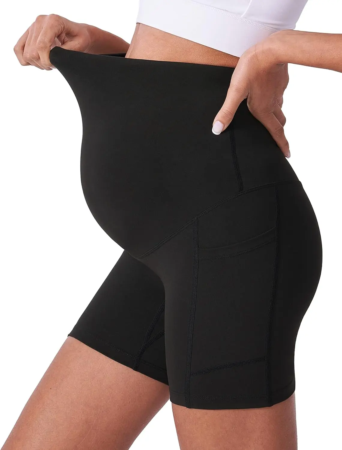Pregnant Shorts Pregnant women pants summer thin bottomed capris shorts yoga shark pants summer clothing