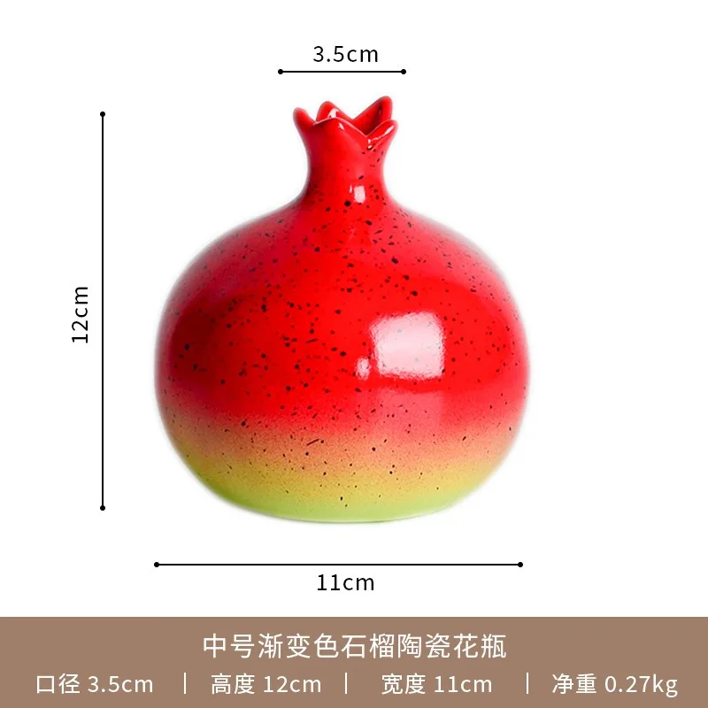 Modern Gradient Color Pomegranate Ceramic Vase Flower Arrangement Container Table Decoration Fruit Pomegranate Shape Vase Crafts 6