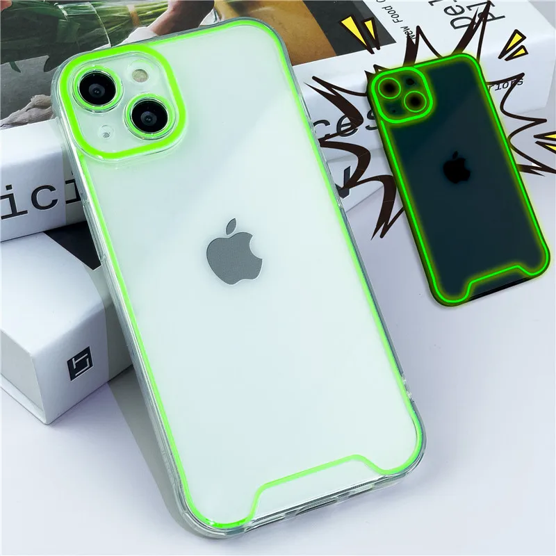 thumbnail image 1 of Night Light Luminous Clear Silicone Soft Phone Case For iPhone 14 11 12 13 14 Pro Max 15 Pro X XR XS Max Shockproof Back Covers, 1 of 5