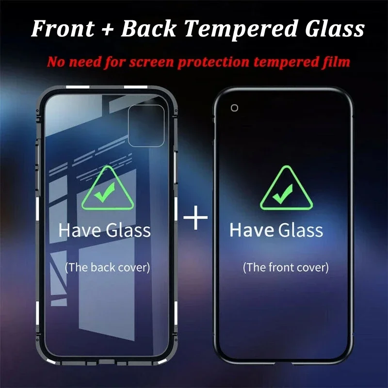 Phone Case For Xiaomi Mi 11 Ultra 360 Magnetic Flip Cover For Xiaomi 14T Pro 15 13 Ultra 13T Mi12S Pro 12X Double Sided Tempered Glass