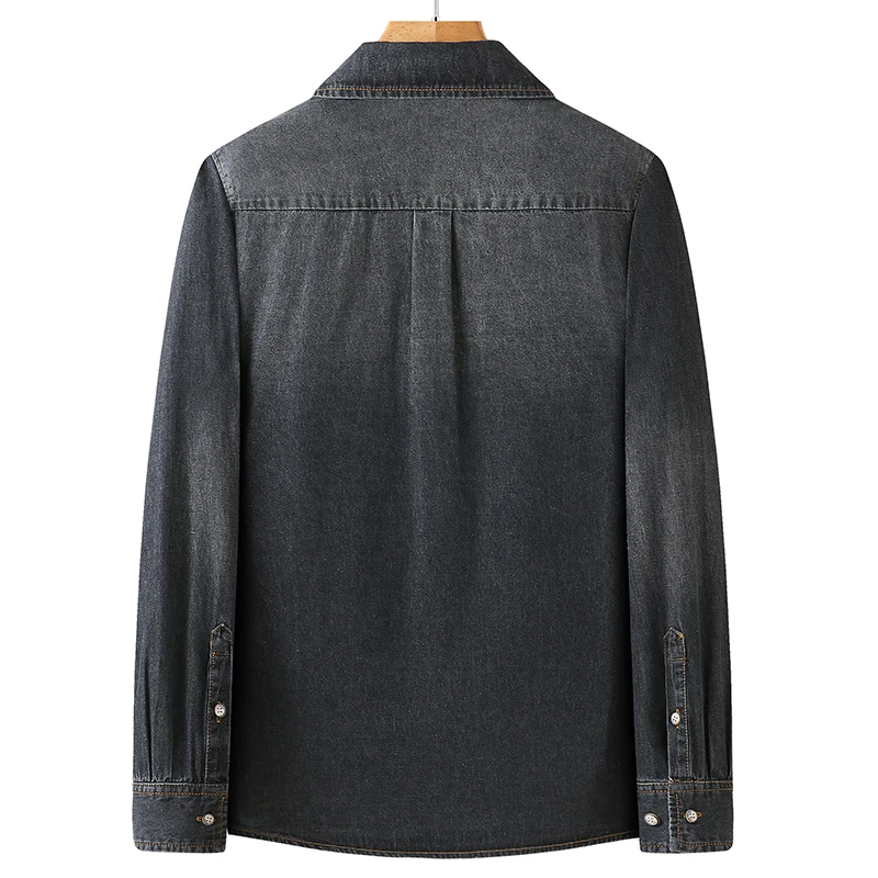 Autumn Cotton Denim Shirts Men Slim Fit Smart Casual Solid Color Long Sleeve Mens Jeans Shirt Fashion Male Shirt 2265 denim shirt long sleeved shirt