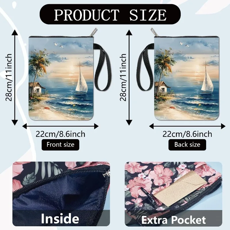 Book Covers Seaside Scenery Book Sleeve Coconut Tree Book Protector Beach Covers Paperbacks Washable Fabric Cloth 1pc