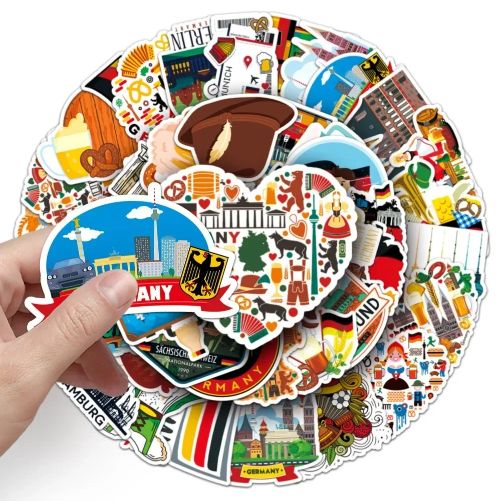 

50pcs Vintage Germany Landscape Country City Travel Waterproof Stickers Laptop Phone Car Luggage Refrigerator Sticker Kids Toys