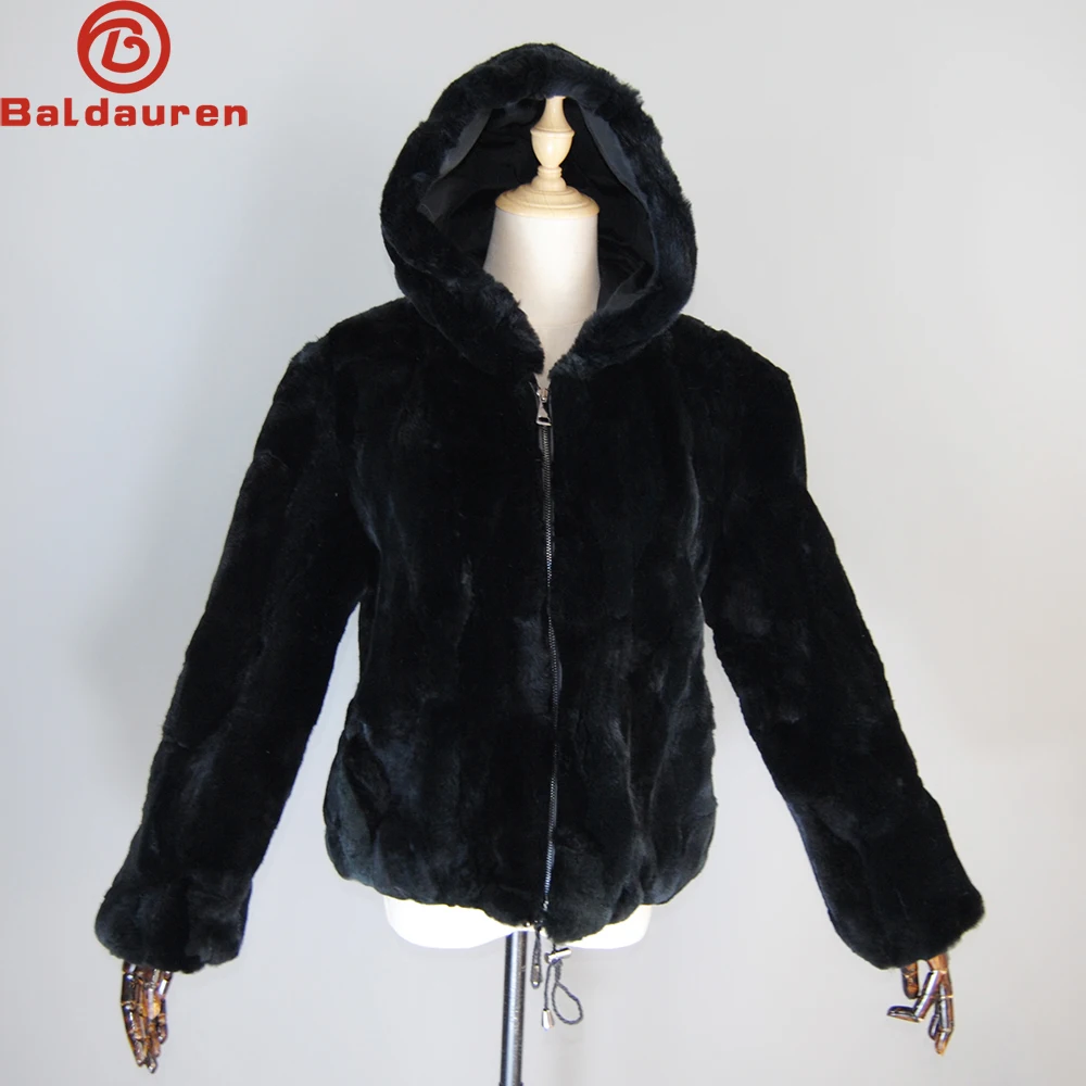 

Hot Women Winter Warm Russian Lady 100% Natural Rex Rabbit Fur Hooded Coats Real Rex Rabbit Fur Jackets Hot Genuine Fur Overcoat