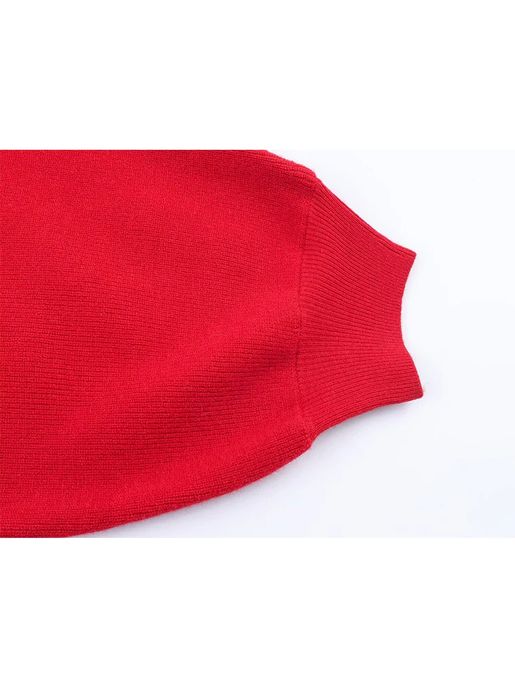 Women's Turtleneck Short Thick Sweater Autumn Winter Casual Knitwear Street Solid Color Loose Long Sleeve Pullover Kintted Top